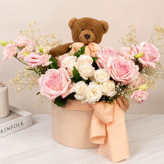 Sweet Baby Girl Arrangement with Teddy Bear