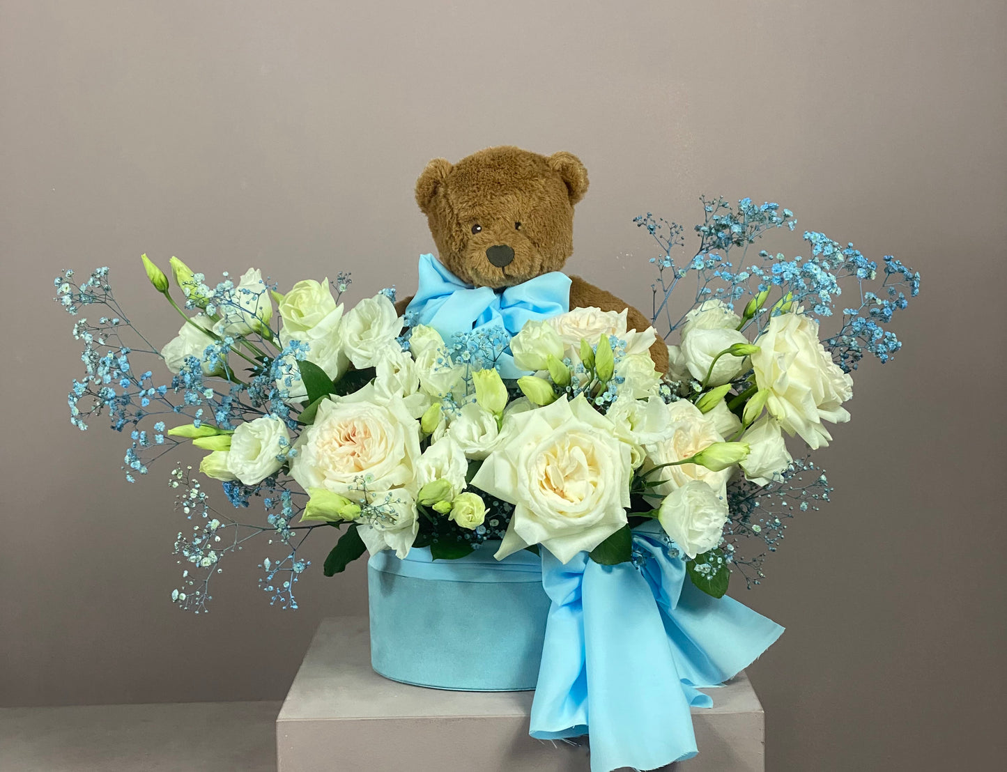 Sweet Baby Boy Arrangement with Teddy Bear