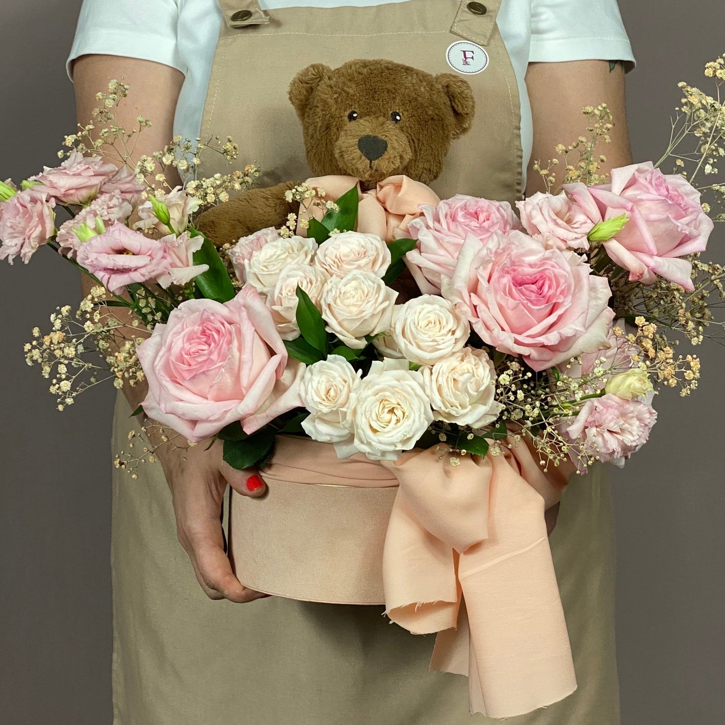Sweet Baby Girl Arrangement with Teddy Bear