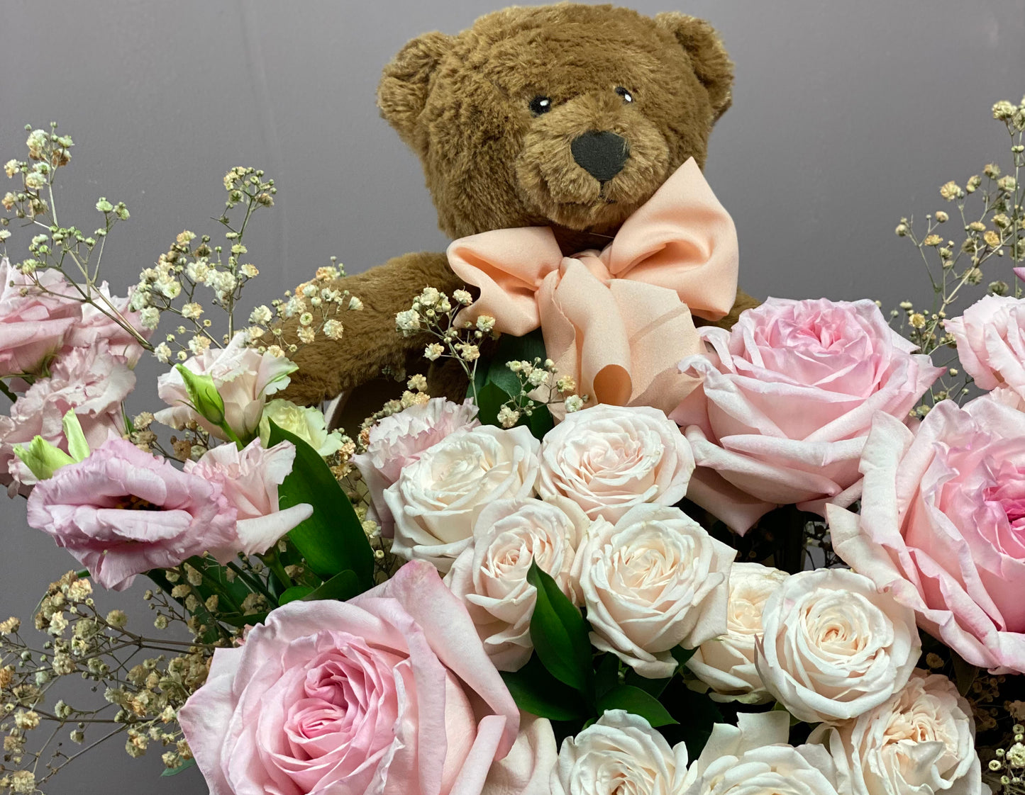 Sweet Baby Girl Arrangement with Teddy Bear